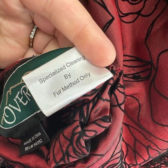 Overland Reversible Women’s Black Rabbit Burgundy Red Rex Rabbit Trim Collar Cuf - Picture 5 of 16